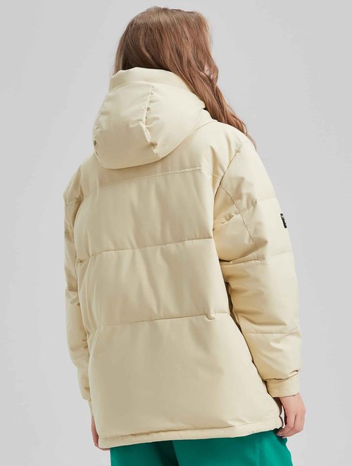 BUMDEEP Womens Waterproof Ski Jacket Warm Winter Snow Coat Windbreaker Hooded Thick Snowboard Jacket（Oat,Large）