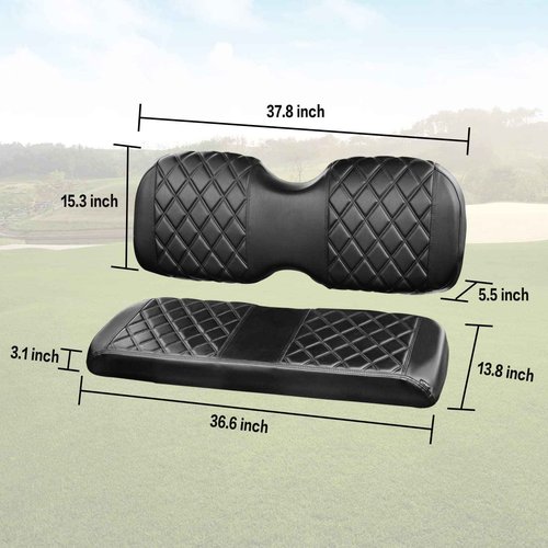 NOKINS Golf Cart Seat Cover Compatible With i40 i40L and Advanced EV, EV1 4, EV1 4L Model Aftermarket Rear Seat Kit, Vinyl Replace Rear Seat Cover Black Stitching