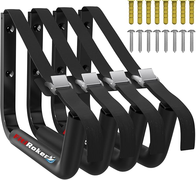 FitiRoker Kayak Storage Rack – 100LB Heavy Duty Kayak Wall Mount with Foam Padding & Straps | Kayak Rack for Garage, Wall ...