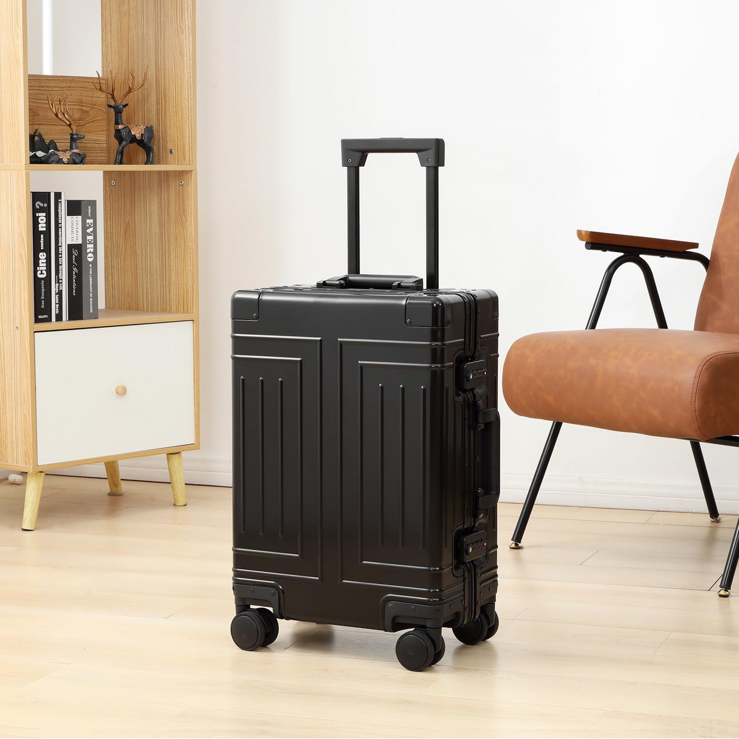 KANGSHILU All Aluminum Carry On Luggage，Cut from Whole Aluminum Sheet，22x14x9 Airline Approved ，（3rd Generation，Premium Metal zipperless suitcase ） (black, 28inch)