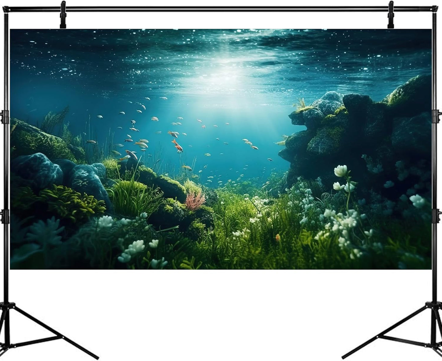 Underwater Aquarium Background Under The Sea Fish Tank Background Ocean Floor Green Aquatic Plants Aquarium Backgrounds Deep Sea Sunray Tropical Fish Aquarium Tank Backgrounds 24x12in