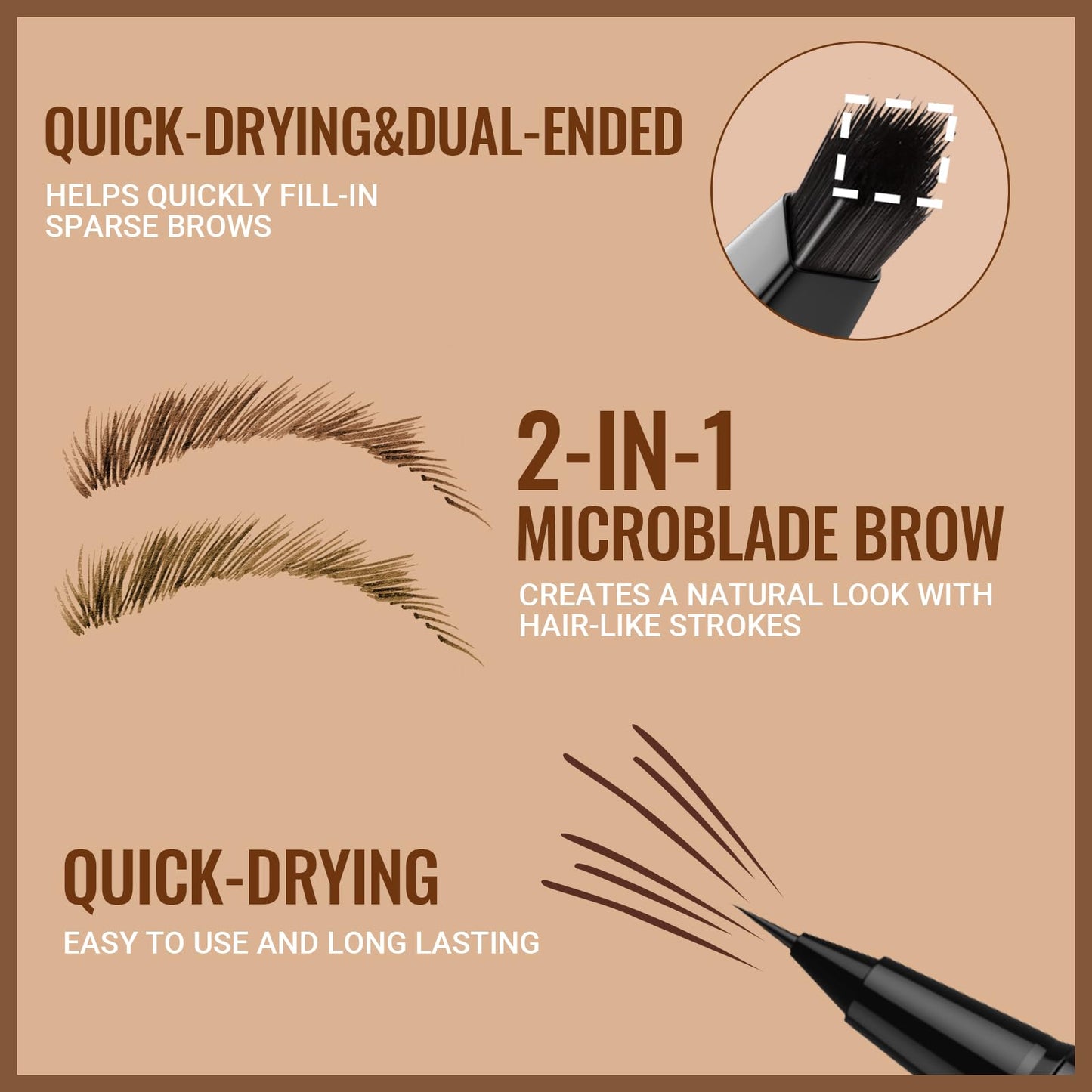 iMethod Eyebrow Pen - Eyebrow Pencil,2-in-1 Eyeliner Dual-Ended Microblading Eyebrow Pencil Long Lasting Waterproof Hair-Like Br
