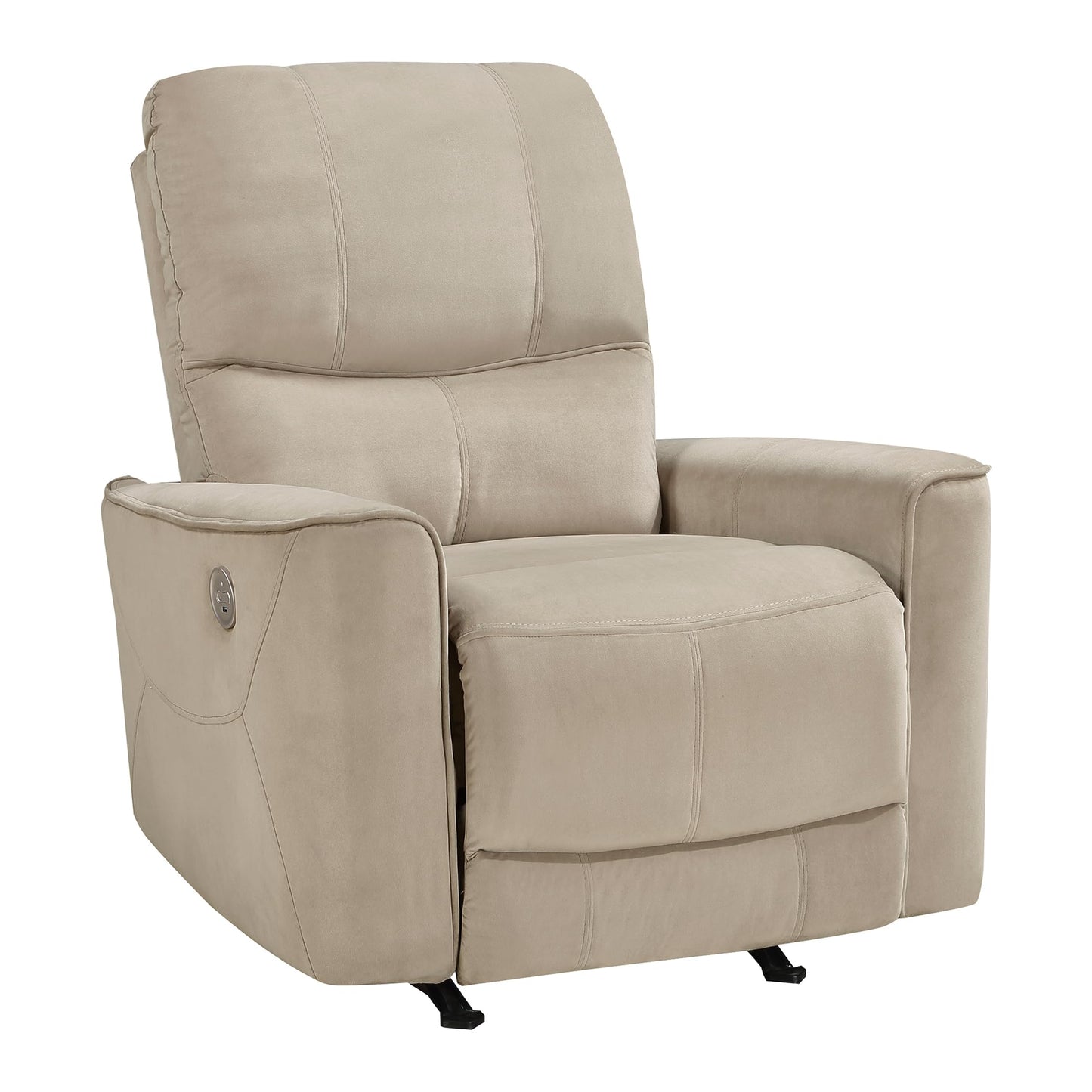 Lexicon Power Recliner Chair Living Room Velvet Reclining Sofa Chair, Home Theater Seating, Power Rocker Recliner Sofa Chair for Living Room/Office/Apartment, Light Brown