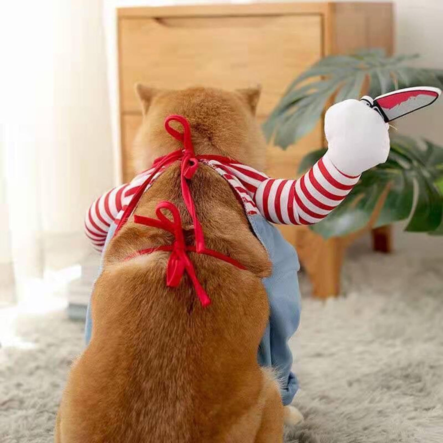 Dog Halloween Costume,Funny Chucky Dog Costume with Pet Wig,Cosplay Scary Outfit with Knife Clothes for Dogs (Small)