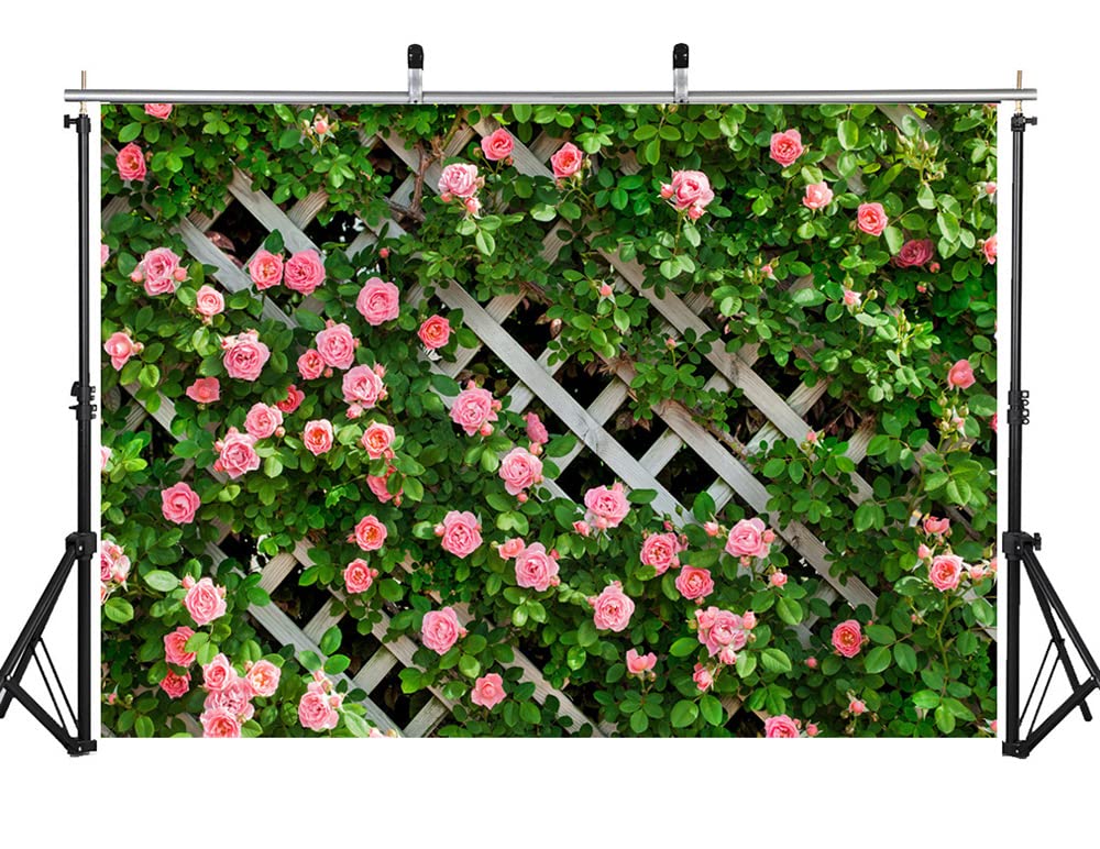 Aiikes 6X4Ft Flowers Photography Backdrop Spring Floral Photo Background Green Leaf Fence Backdrops Wedding Bridal Backdrop Baby
