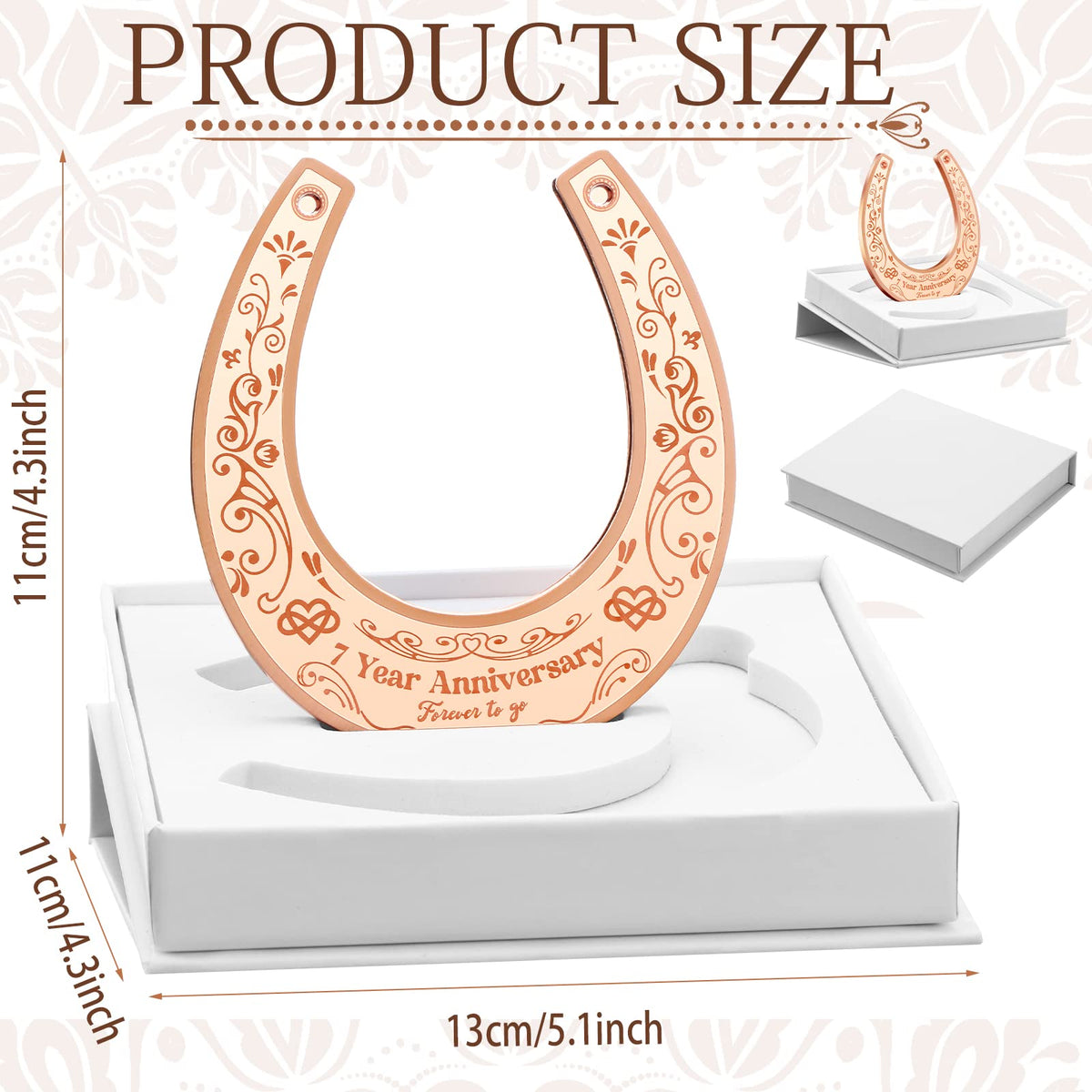 7 Year Anniversary Copper Gifts for Him 7 Year Anniversary Wedding Gift for Couple Lucky 7 Years of Marriage Horseshoe 7th Wedding Anniversary Copper Gifts for Him with Box Gifts for Men Him
