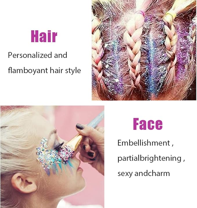 MEICOLY Purple and Gold Face Body Glitter Set, Mardi Gras Face Glitter,Mardi Gras Outfit for Women Kids,Mardi Gras Accessories for Carnival,Sparkly Chunky Glitter Makeup for Rave Festival