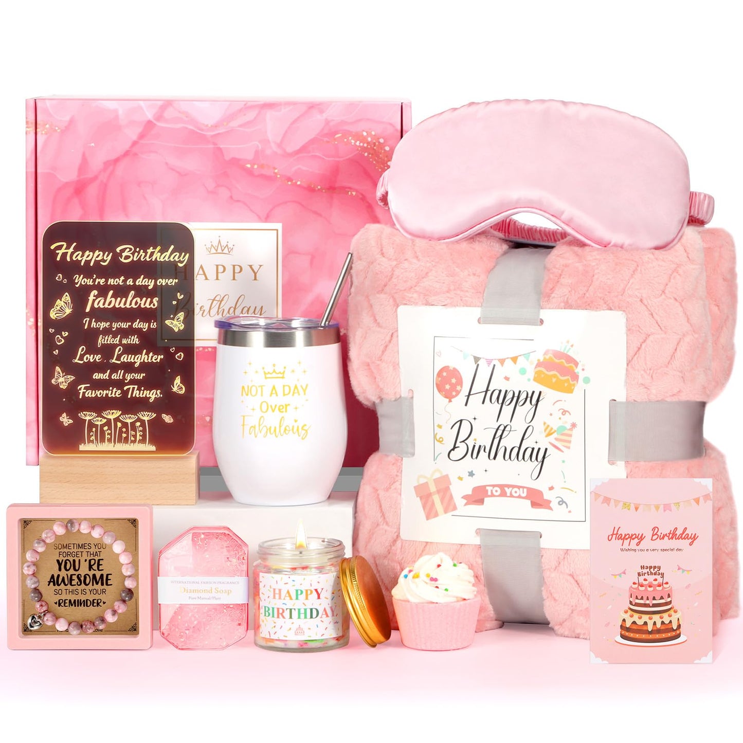 Birthday Gifts for Women, Gift Baskets for Women, Relaxing Spa Gift Baskets Self Care Birthday Box, Unique Birthday Gift Set for Her, Best Friend, Sister, Mom, Wife, Daughter, Girlfriend