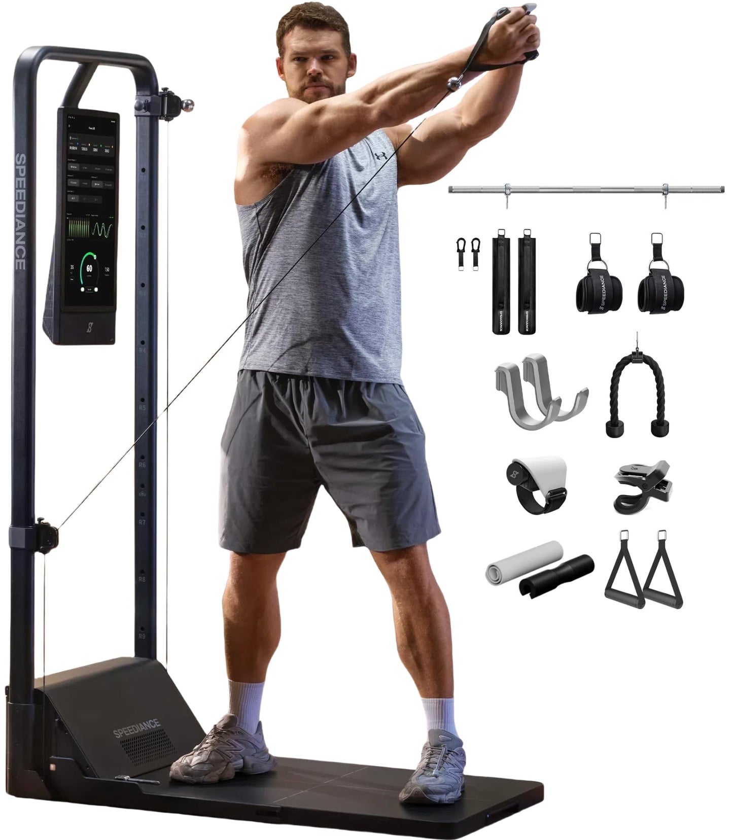 Speediance Gym Monster 2 Smart Home Gym & Rowing Bench & Adjustable Weight Bench & Smart PowerGrip Handles & Skiing Handles Bundle
