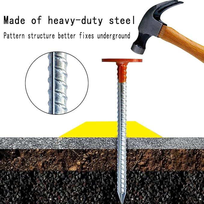WANSRUYI Rebar Survey Marker Stakes, 12 Inch Long - 1.35 LB Heavy Duty, Hi-Vis Orange (8 Pack)