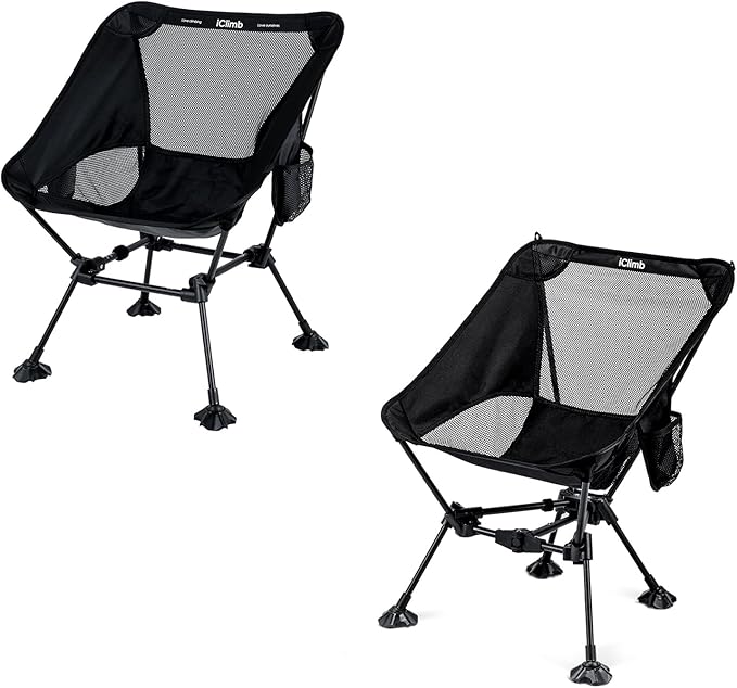 iClimb 1 Triangular Frame Anti-Sinking Chair and 1 Square Frame Chair Bundle, Ultralight Compact for Adults Outdoor Campin...