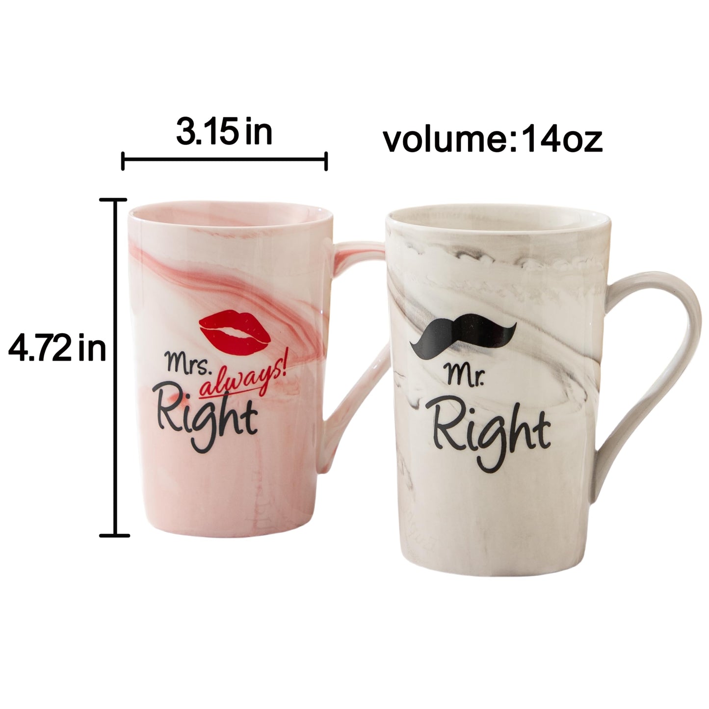 Mr and Mrs Coffee Mugs Set - Unique Wedding Gifts For Bride Groom His and Her Anniversary Engagement Bridal Shower Gift for Him Her Couples Gifts for Mom Dad Parents Present Valentine's Day Gift