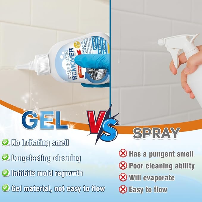 Stain Remover Gel,8 Fl Oz Washing Machine Cleaner for Grout Caulk, Bathroom, Shower, Bathtub, Refrigerator Cleaning Solution, Front Load Washer Gasket, Grout Cleaner
