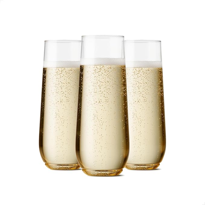 TOSSWARE POP 9oz Flute, Premium Quality, Recyclable, Unbreakable & Crystal Clear Plastic Champagne Glasses,Flute , 12 Coun...