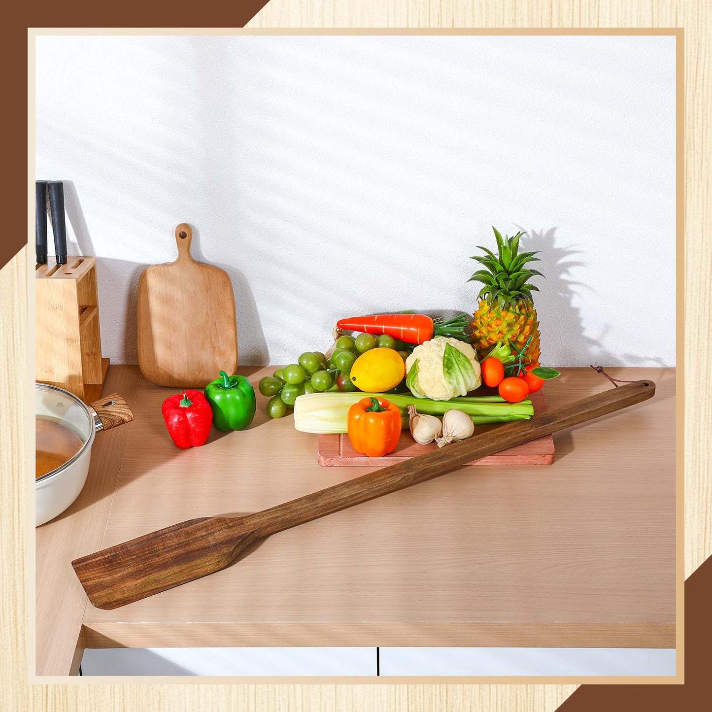 Timtin 36 Inch Long Wooden Mixing Paddle for Cooking Acacia Flat Wooden Spatula Crawfish Paddle Stir Seafood Boil Pot Cooking Spatula for Crawfish Boil Pot Seafood Beer Camping Restaurants