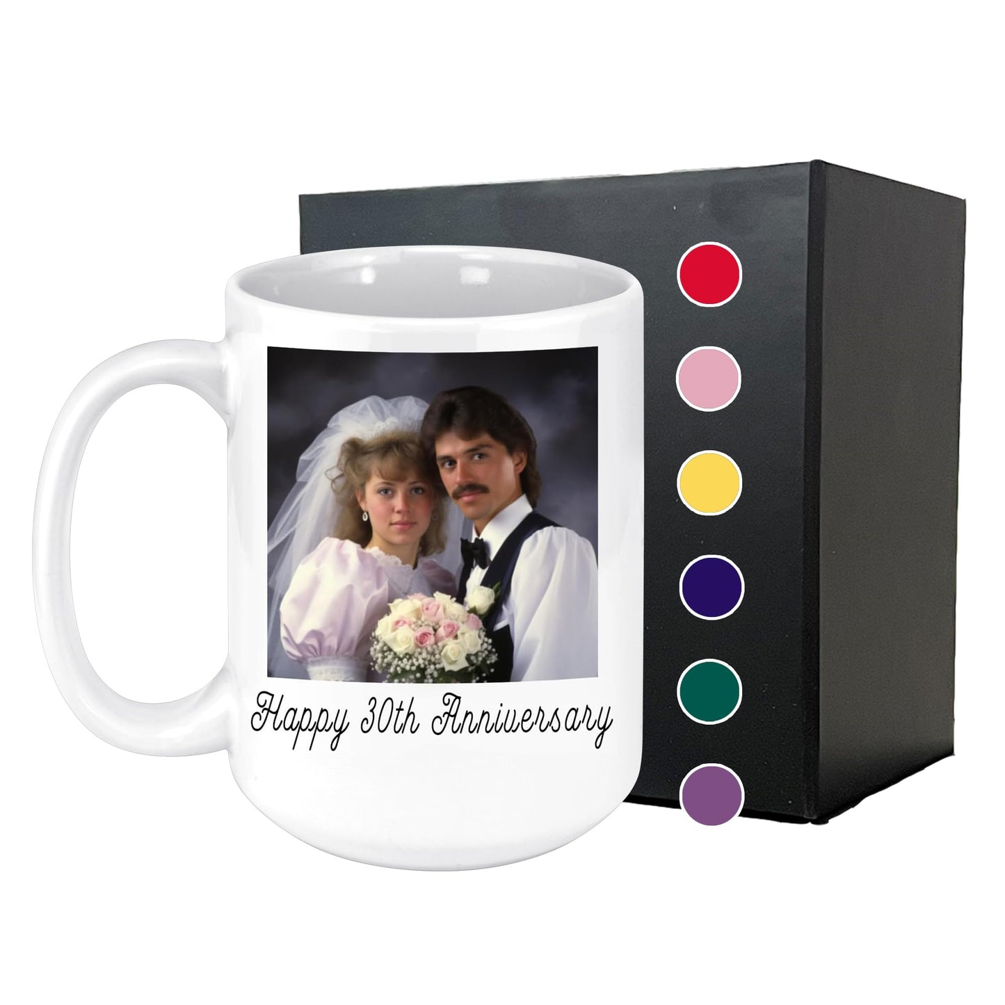 Personalized Photo Picture Ceramic 15oz Coffee Mug DYE - Wedding Gifts Anniversary for Couple, Parents Husband Wife, Best Unique Gift Ideas 20th 25th 30th 40th 45th 50th 60th, Year Anniversary
