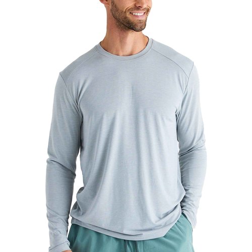 Free Fly Men's Shade Long Sleeve - UPF 50+ Sun Protection Clothing Men's Sun Shirt, Bamboo Viscose Long Sleeve Shirt - Heather Aspen Grey, Large