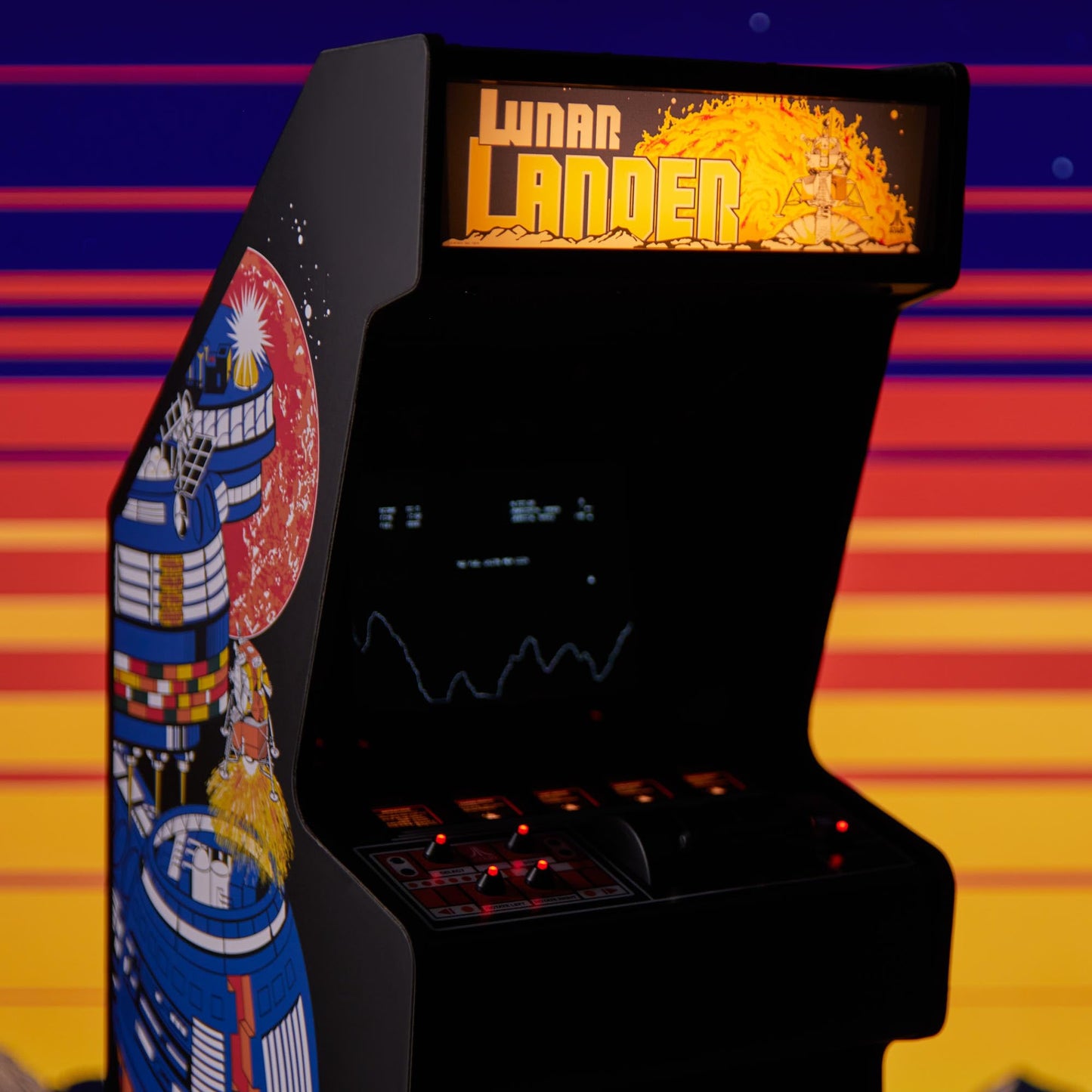 Quarter Arcades Lunar Lander Mini 1/4 Scale Atari Replica Cabinet with Original ROM – Retro Arcade Machine with Thrust Lever, CRT Lens, Rechargeable Battery – Mini Game for Home [Video Game]