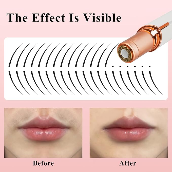 Facial Hair Removal for Women Men，Electric Painless Hair Removal Device Included 2 x Replacement Heads，USB Rechargeable Lady Womens Face Shaver with LED Light for Lip,Chin,Arms (Multicolor)