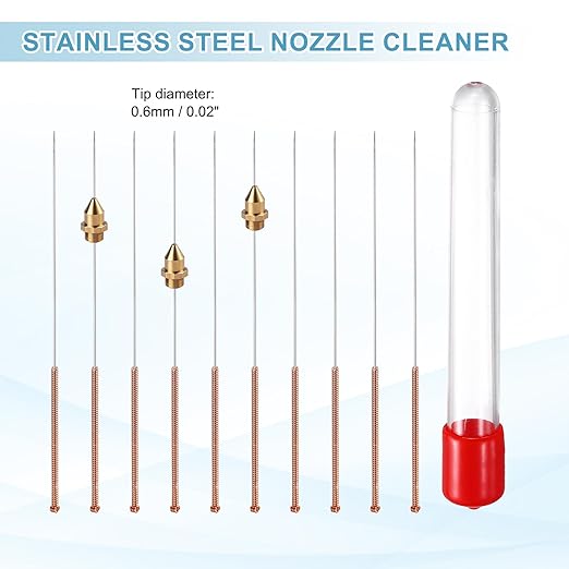 MECCANIXITY 20Pcs 3D Printer Nozzle Cleaning Kit Precision 0.6mm Stainless Steel Cleaner Needles for 3D Printer Clog Removal, Maintenance