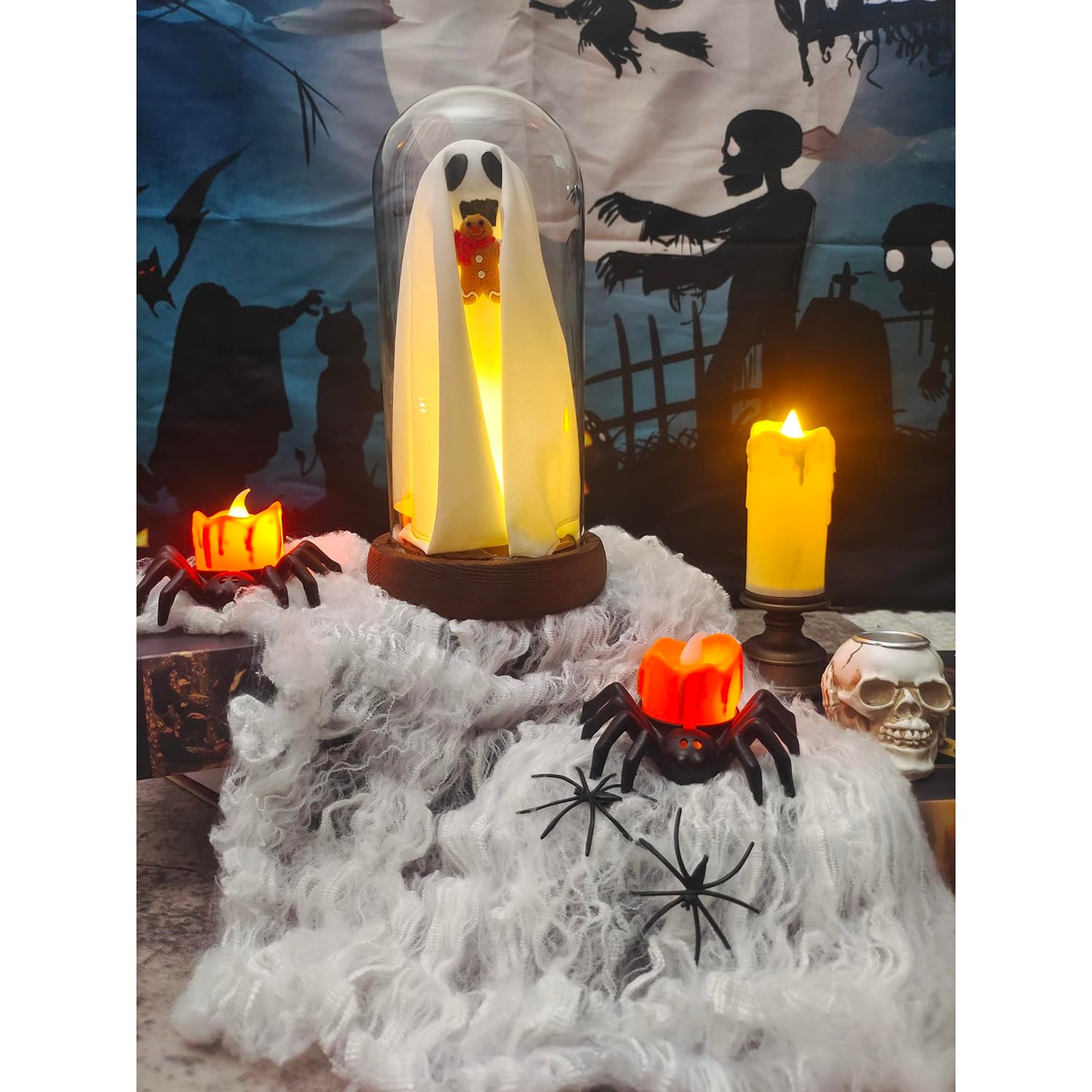 Halloween Decorations Indoor,OMG Gingerbread Man Ghost Decorations with Remote Control Lights, Light Up Ghost,Ghost Lamp for Home Kitchen Mantel Tabletop Party Decor and Holiday Decoration