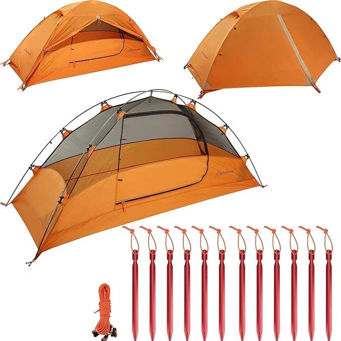 Clostnature Ultralight One Person Backpacking Tent - Hiking Tent for Solo, Single Person with Tri-Beam Aluminium Stakes