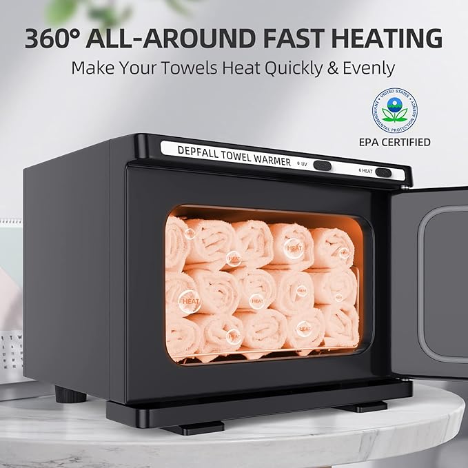 Small Hot Towel Warmer, 8L Hot Towel Cabinet 2-in-1 Personal Towel Warmers Spa for Facials, Bathroom, Barber, Salon, Esthetician, Beauty, Upgrade Fast Heating Aluminum Interior, Black