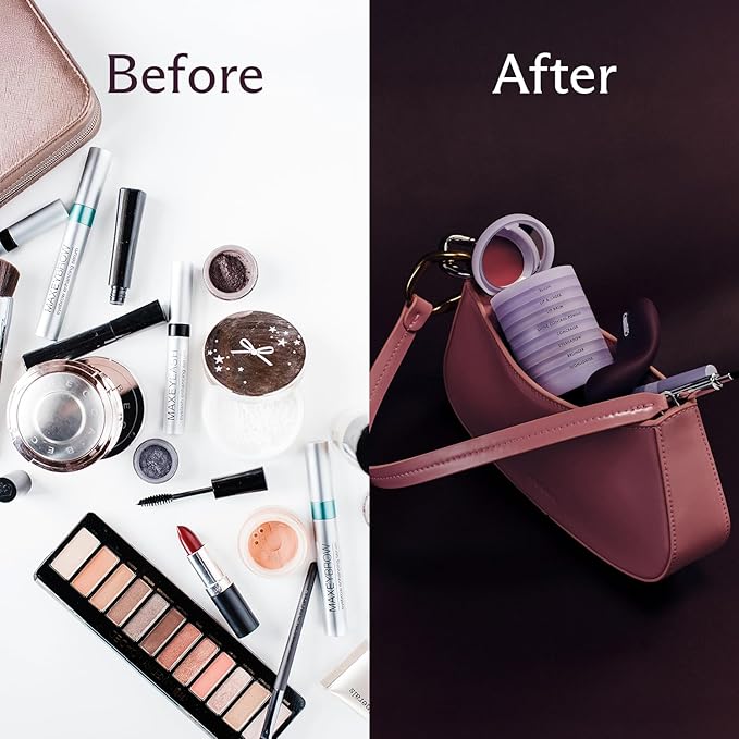 Subtl Staks 5-in-1 Travel Makeup kit by subtl beauty - eyeshadow duo, powder blush, cream highlighter, lip and cheek, lip balm - free travel mirror and brush - stackable makeup for travel