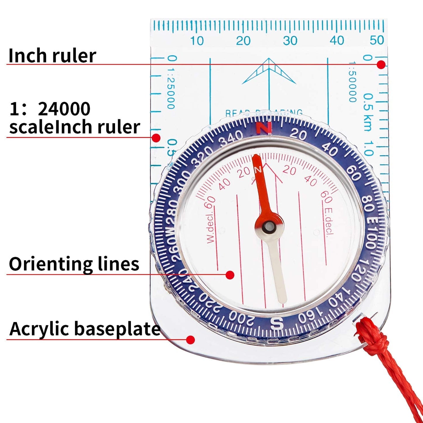 Bbto 9 Pieces Orienteering Compass Hiking Backpacking Camping Compass Map Reading Outdoor Waterproof Compass For Scout Men Women