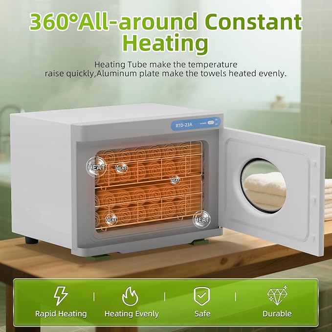 23L Hot Towel Warmer Cabinet with See Through Window.Professional Towel Heater for SPA Facials Massage Salon with 2 Stainless Steel Racks,White
