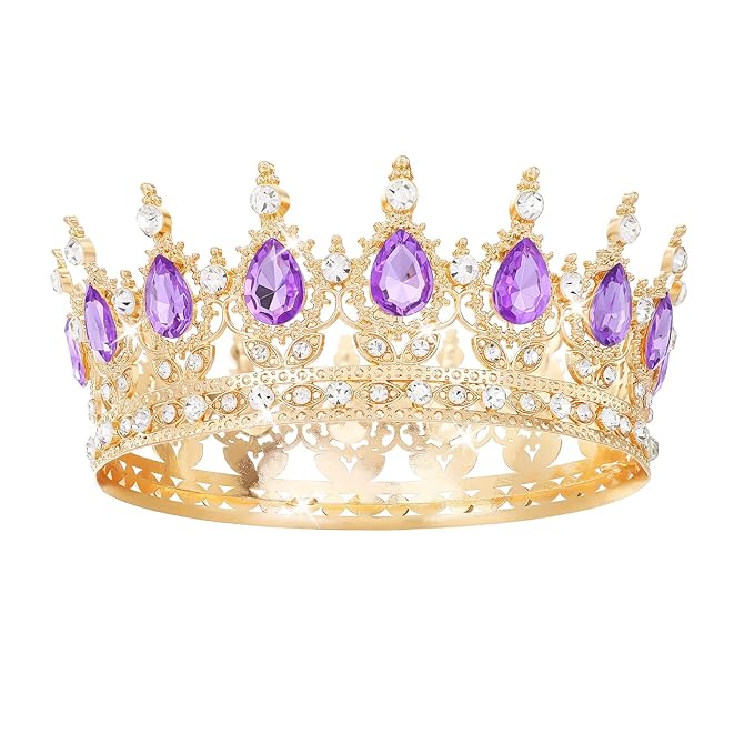 Feltent Purple Crown for Women Crystal Tiara and Queen Crown for Women Wedding Headband for Bride Hair Accessories for Cos...