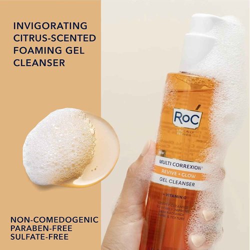 RoC Multi Correxion Revive + Glow 10% Vitamin C Skin Care Set: Vitamin C Serum, Face Moisturizer, Gel Facial Cleanser, Stocking Stuffers for Men & Women