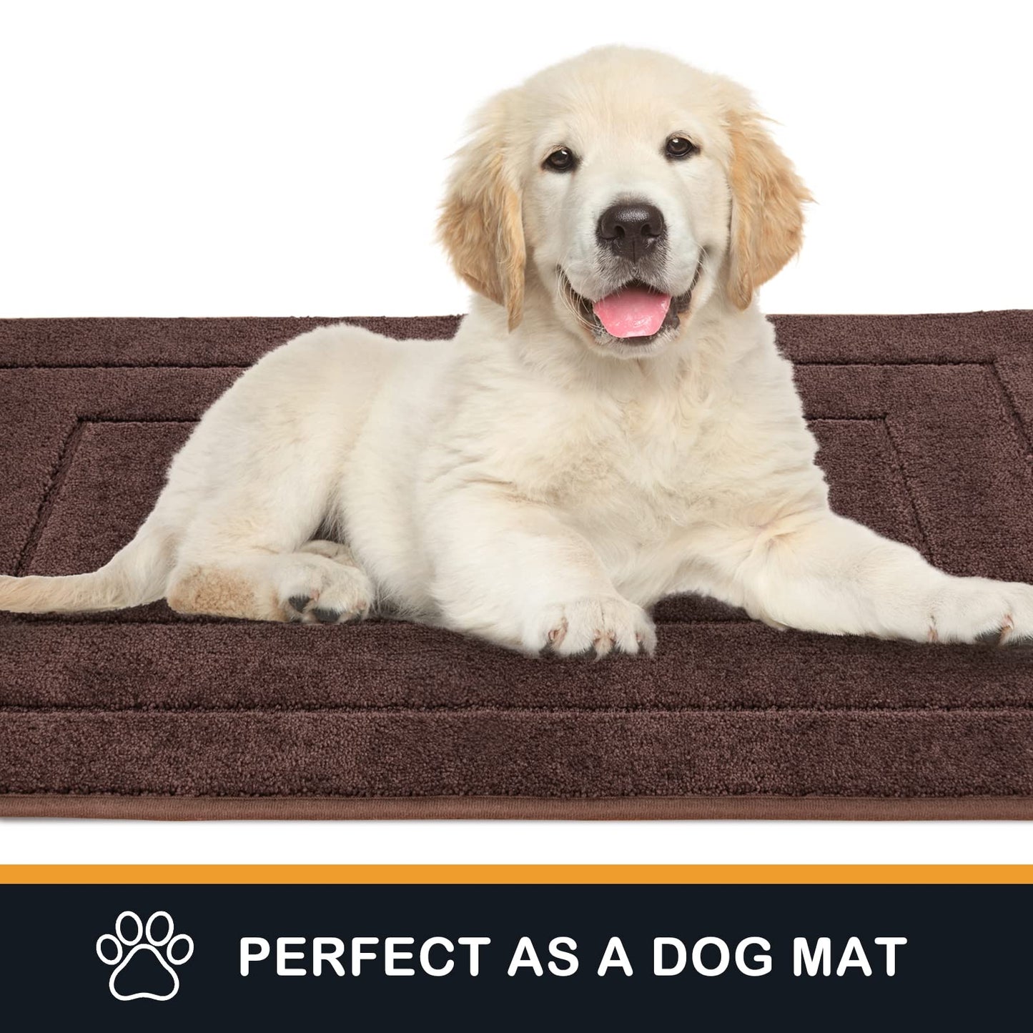 PURRUGS Dirt Trapper Door Mat 20" x 31.5", Non-Slip/Skid Machine Washable Entryway Rug, Dog Doormat, Super Absorbent Welcome Mat for Muddy Wet Shoes and Paws, Brown