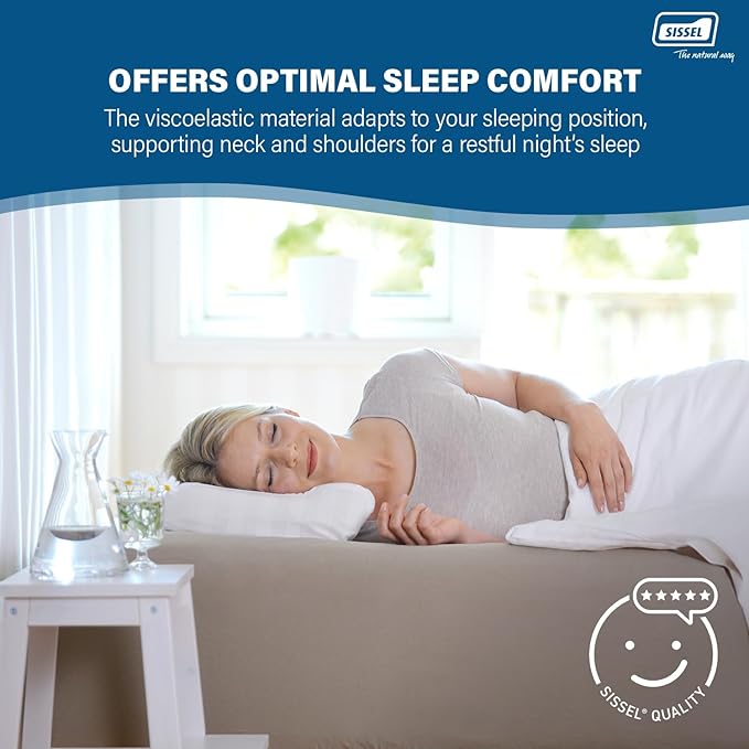 SISSEL Soft Deluxe Neck Pillow | Washable Satin Cover at 104�F | Viscoelastic Foam | Extra Wide & Height Adjustable | Optimal Sleeping Comfort | Made in Sweden | 24.8 x 13 inches | 5-Year Warranty