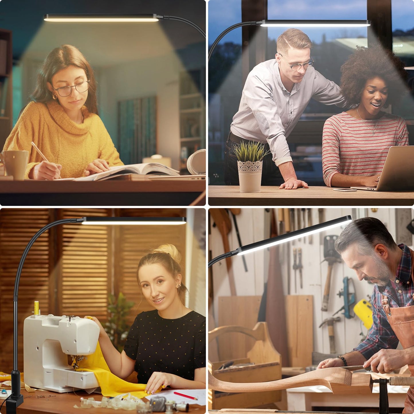 BIENSER LED Desk Lamp with Clamp, Super Bright Desk Light with 11 Brightness, 5 Color Modes, Flexible Gooseneck Clip on Table Light, Eye-Caring Architect Task Desk Lamps for Home Office Study Reading