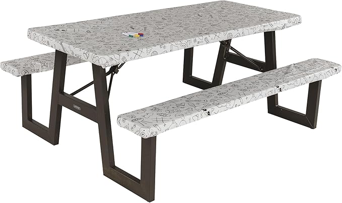 Lippert Color Escape Vinyl Tablecloth/Bench Cover Set for Camping and Picnics with 100% PEVA Material, Waterproof and Stai...