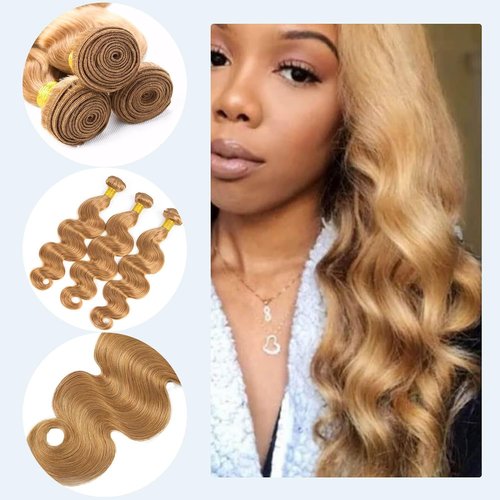 Habiliana Bundles Human Hair 20 22 24 Inch Body Wave Brown 27 Human Hair Bundles 11A Unprocessed Brazilian Virgin Quick Weave Hair Extensions for Black Women