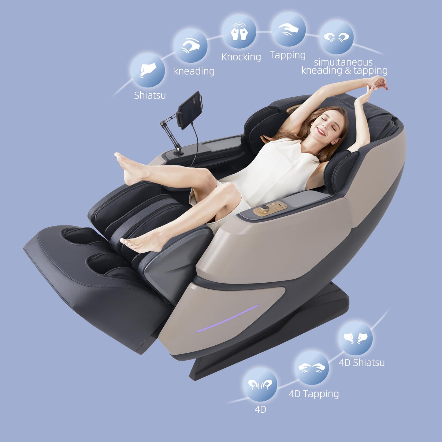 MassaMAX 4D Massage Chair for Smart Comfort, Full Body Recliner with Deep Yoga Stretch, Touchscreen & AI Voice Control, 55" SL-Track, Body Scan, 165°Zero Gravity, Auto Footrest Extension, and Heating
