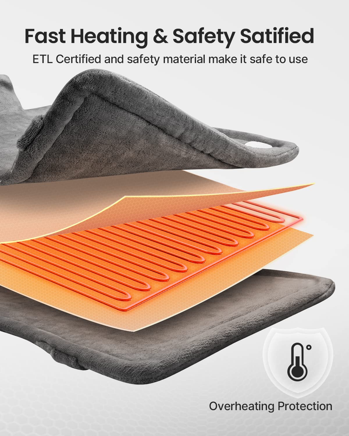 RENPHO Electric Heating Pad for Back, Valentines Day Gifts for Her Him, Birthday Gifts for Women Men Mom, FSA Eligible HSA Approved, Large Heat Pad for Neck Shoulders, 24"x33", ETL Certified, Gray