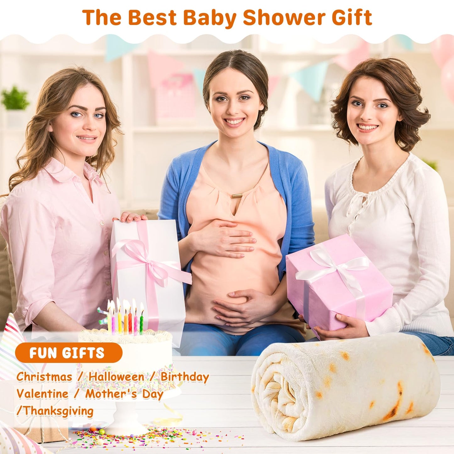 Tortilla Blanket, Baby Burritos Swaddle Blanket, Taco Blanket for Newborn Toddler, 285 GSM Soft Flannel Wearable Wrap Funny Gifts for Baby Shower Boy Girl 0-3 6 9 Months