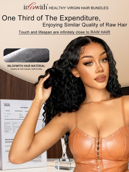 inlovwith Deep Wave Bundles Human Hair, Selected Healthy Curly Human Hair Bundles 100% Unprocessed Brazilian Virgin Hair Wet and Wavy (Single Bundle, 28 Inches)