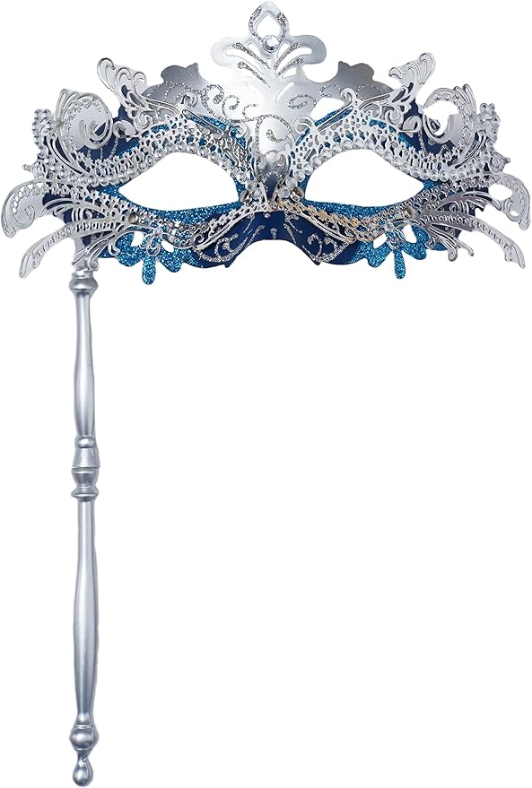 ANIMECOSER Masquerade Mask with Stick Elegant Handheld Venetian Masks for Prom Ball Mardi Gras Halloween Party Accessories
