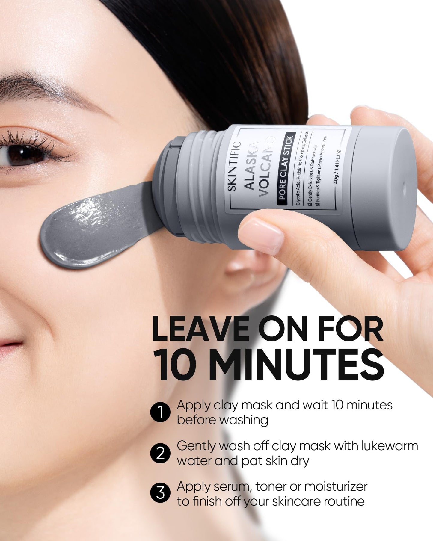 SKINTIFIC Blackhead Remover Face Mask with Alaska Volcano Clay and Charcoal, Deep Pore Cleansing Mark, Gentle Exfoliating, Smoot