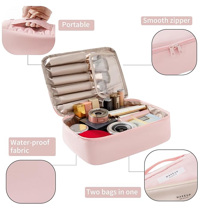 Travel Makeup Bag Cosmetic Bag Makeup Bag Toiletry bag for women and men(Pink)