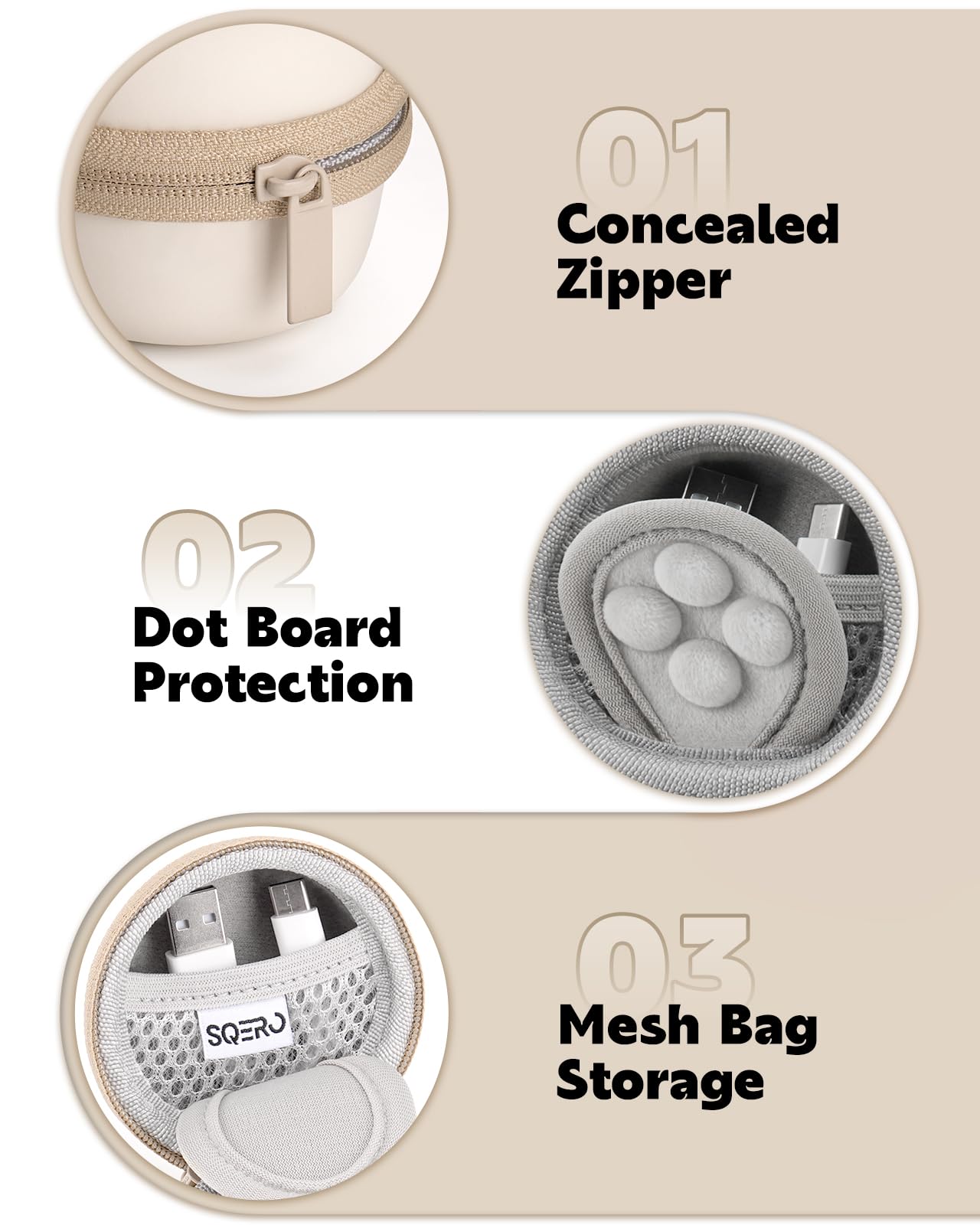 Carrying Case for Babelio White Noise Machine, Mini Sound Machine Protective Compact Traveling Storage Bag, Scratches Shockproof Waterproof (Only Case) (Beige, S)