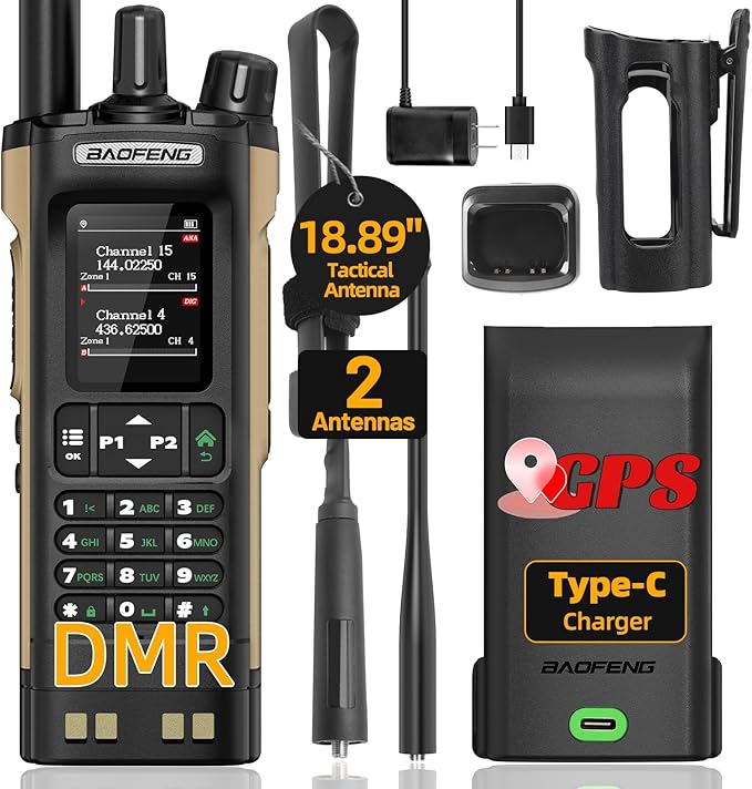 Baofeng DM32 DMR Radio 10W Ham Radio Handheld Rechargeable Walkie Talkies Long Range DM32UV Two Way Radio NOAA Weather Rad...