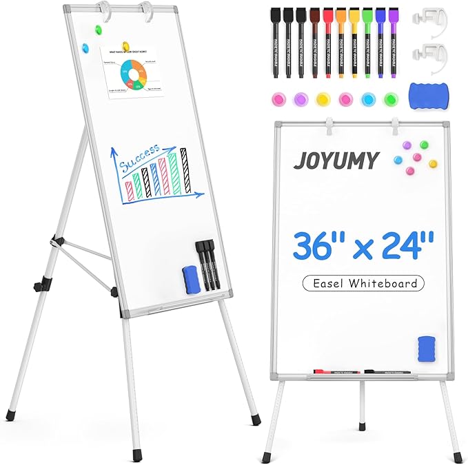 Magnetic Dry Erase Board with Stand 36x24in Whiteboard Easel with Height Adjustable Tripod, 3' x 2' Flipchart Easel Stand ...