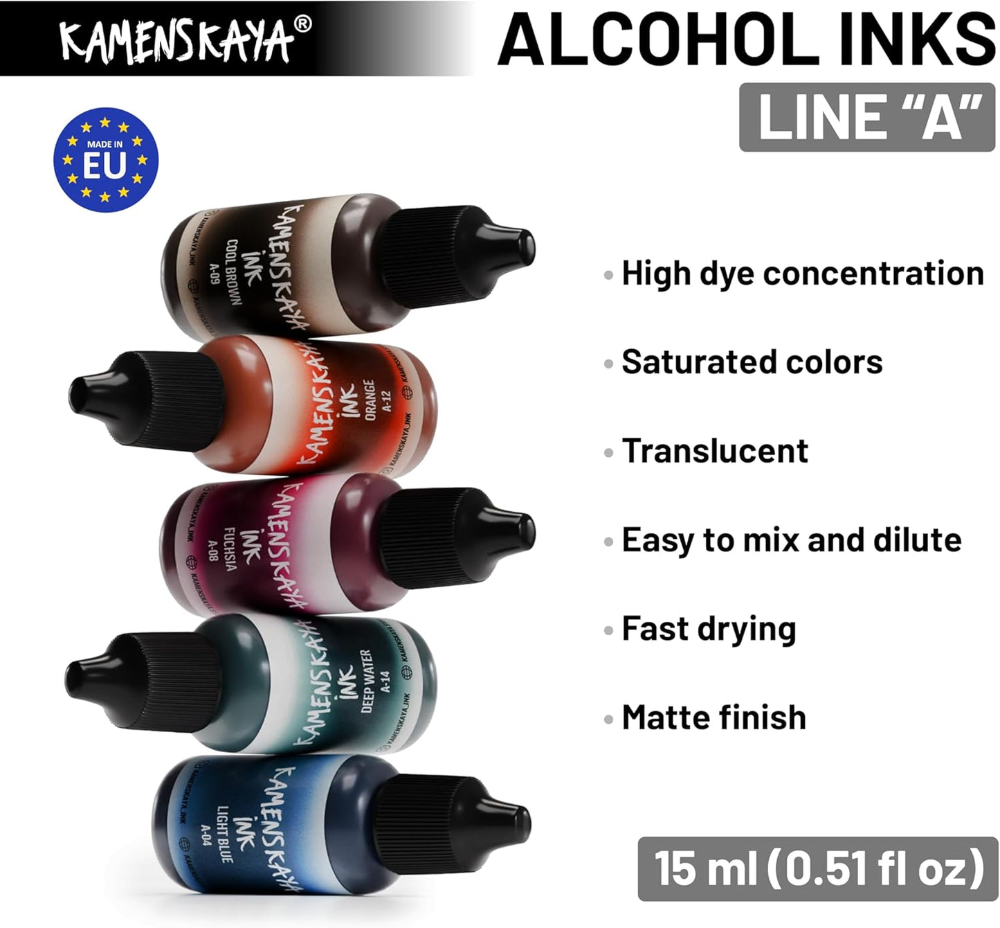 Alcohol Ink Set #10: Matched Color Combination of Alcohol Inks, 4 pcs. 0.51 fl oz (15 ml) Each