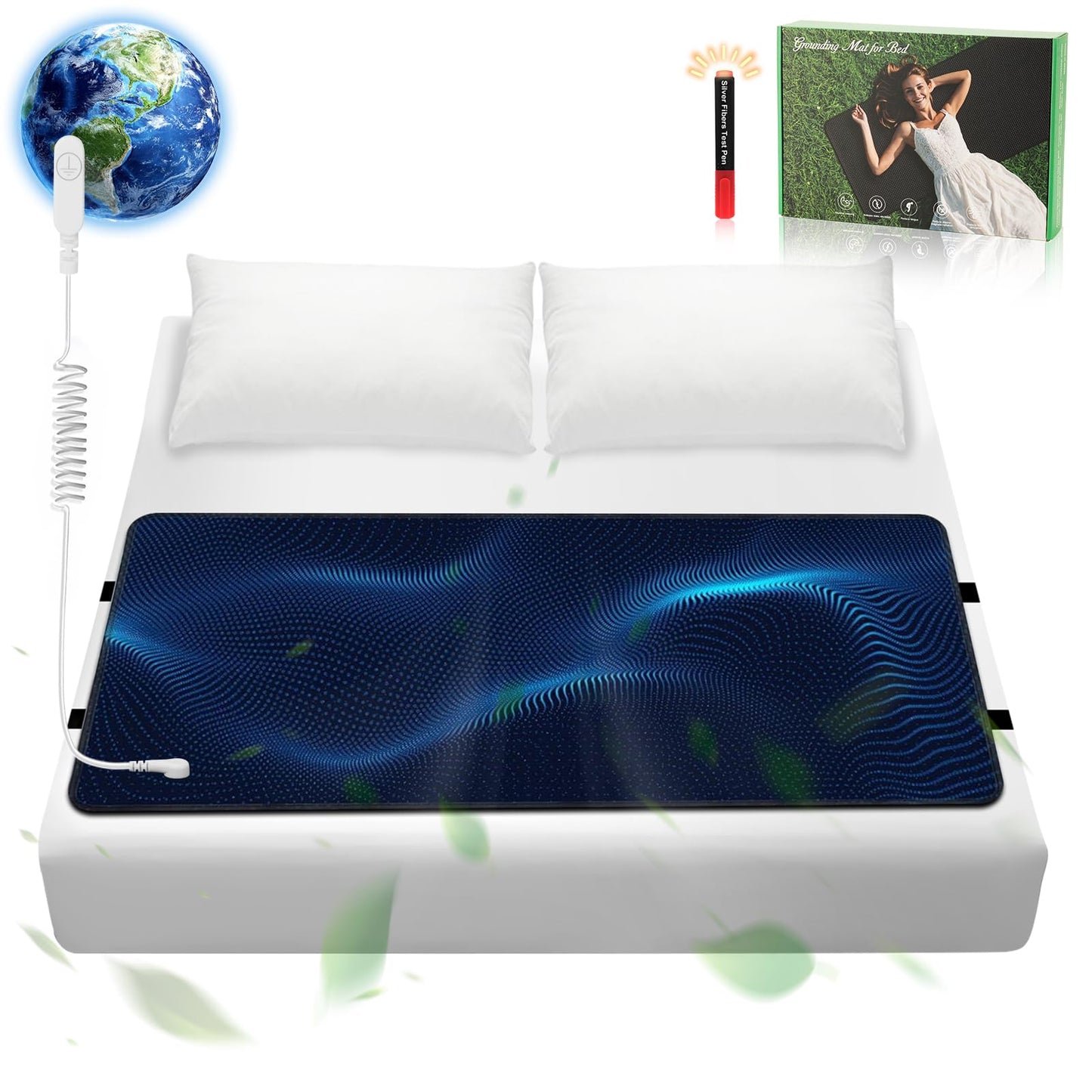 Knocoka Grounding Mat for Bed, Grounding Pad for Sleep, Grounding Mattress Pad with Cord for Stress Relief(Queen, 60"x27")