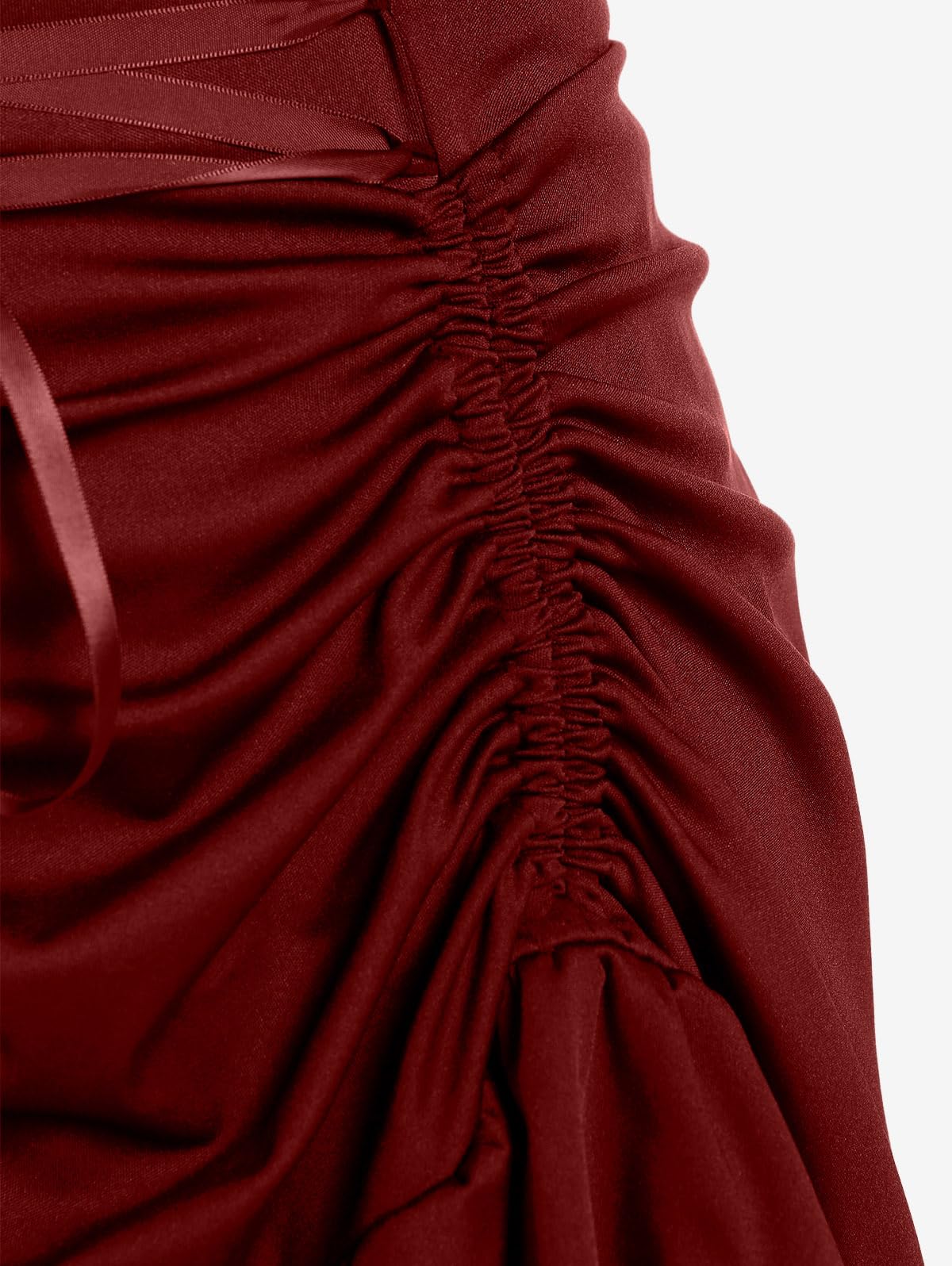 Rosegal Women Plus Size Victoria Gothic Renaissance Costume Lace Trim Lace-up Ruffled Cinched Ruched High Low Steampunk Dress(Red_1/S)